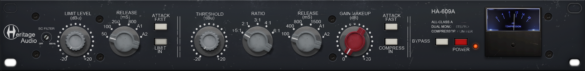 HA-609A DUAL MONO/STEREO COMPRESSOR/LIMITER